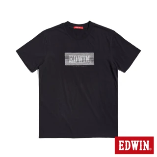 【EDWIN】人氣復刻款 線稿波紋LOGO短袖T恤-男款(黑色)