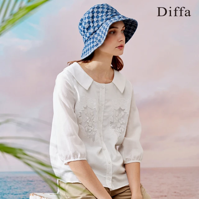 【Diffa】披領繡花上衣-女