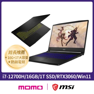 【MSI 微星】Katana GF76 12UEOK-497TW 17.3吋電競筆電(i7-12700H/16GB/1T SSD/RTX3060-6G/Win11)