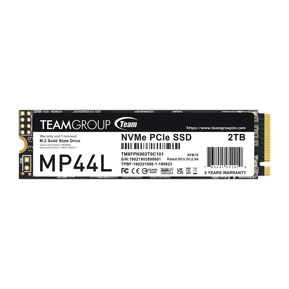 【Team 十銓】MP44L 2TB M.2 PCIe SSD 固態硬碟(讀5000MB ; 寫4500MB)