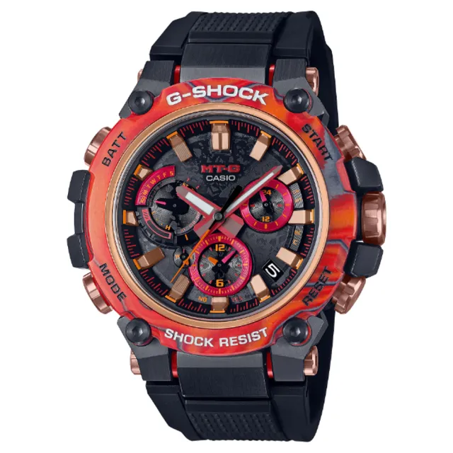 CASIO 卡西歐】G-SHOCK 40週年限量款MT-G烈焰火紅太陽能智慧藍芽電波錶