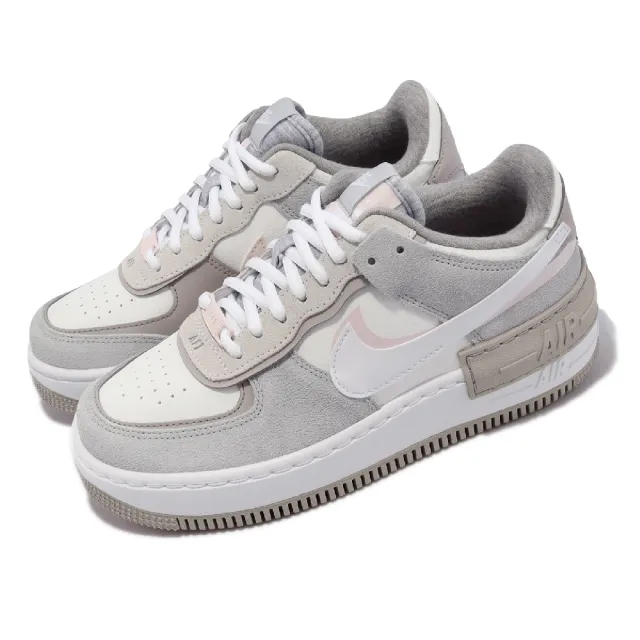 NIKE 耐吉】休閒鞋Wmns AF1 Shadow 女鞋男鞋白雲灰厚底麂皮拼接解構