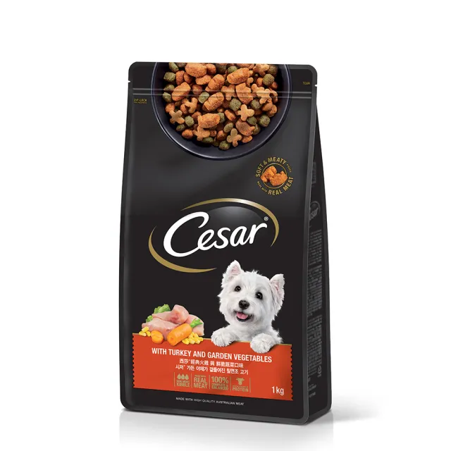 【Cesar 西莎】乾糧經典口味新包裝1kg/包(澳洲牛肉/經典火雞)