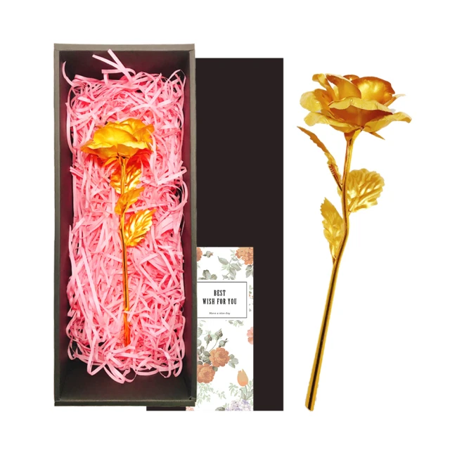 【順便幸福】情人節金箔花禮盒-玫瑰花(情人節 花束 溫馨 金箔花 永生花)