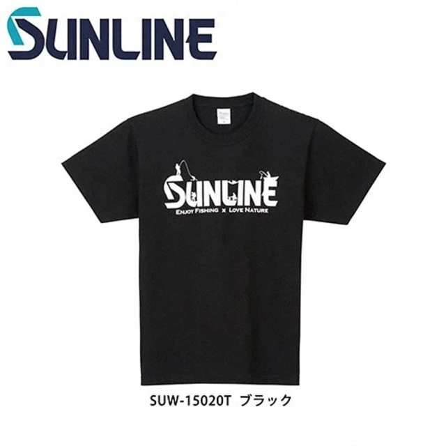 【日本製 SUNLINE】厚磅棉 黑色T恤 SUW-15020T(戶外風格 標誌設計 釣魚衣 造型衣)
