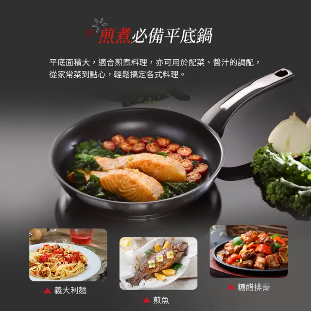 【Tefal 特福】精靈複合不鏽鋼28CM不沾鍋平底鍋(電磁爐適用)