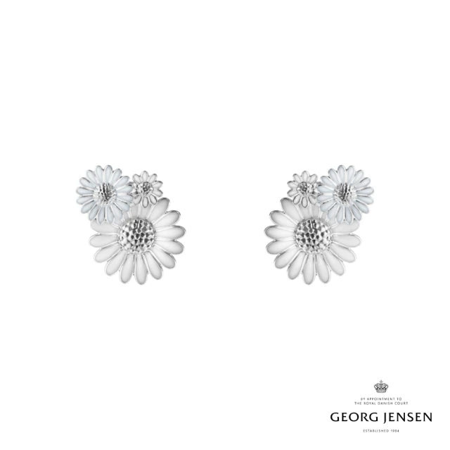 【Georg Jensen 喬治傑生】Daisy x Stine Goya 耳環(純銀電鍍銠 白瓷琺瑯)