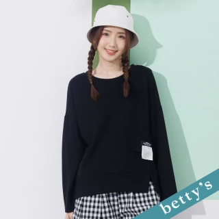 【betty’s 貝蒂思】假口袋標籤裝飾寬版T-shirt(黑色)