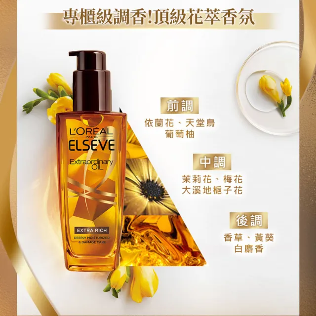 【LOREAL Paris 巴黎萊雅】全新升級 金緻護髮精油 玫瑰版/棕色版補充包_90ml(4入組)