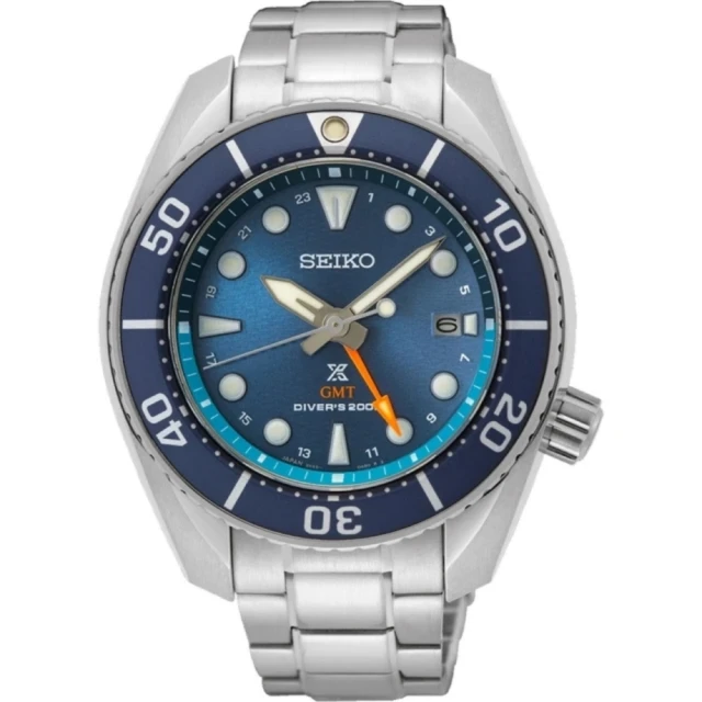 【SEIKO 精工】PROSPEX GMT太陽能潛水石英錶 藍 45MM(5K65-0AA0B / SFK001J1)