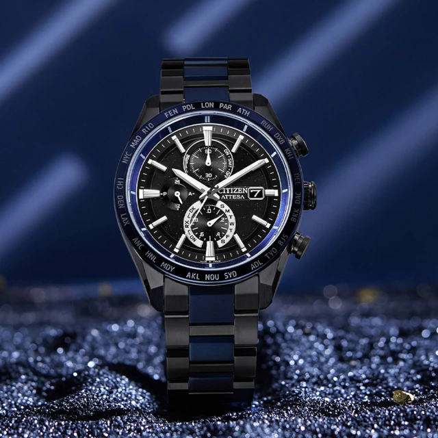 【CITIZEN 星辰】GENTS 35週年湛藍星空限量款 鈦金屬萬年曆電波男錶/42MM(AT8187-75E)