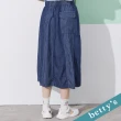 【betty’s 貝蒂思】鬆緊腰條紋牛仔裙(深藍)