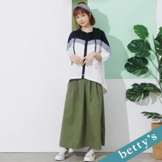 【betty’s 貝蒂思】小鹿鬆緊壓褶素色長裙(綠色)