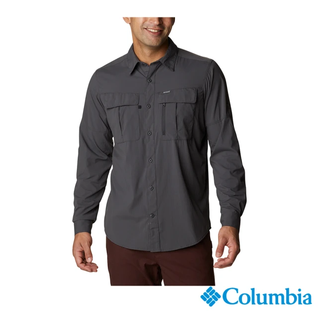 【Columbia 哥倫比亞】男款- UPF40超防潑長袖襯衫-黑色(UAE97430BK / 2023年春夏)