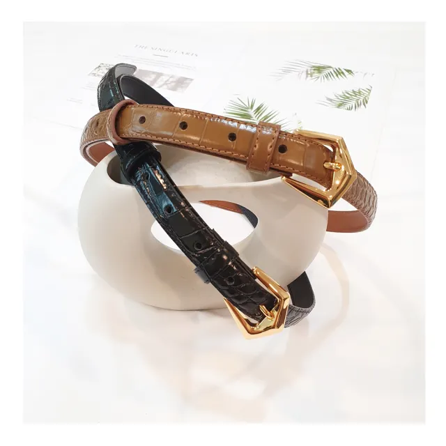 R.neTs 精品鱷魚壓紋頭層牛皮皮帶-2cm