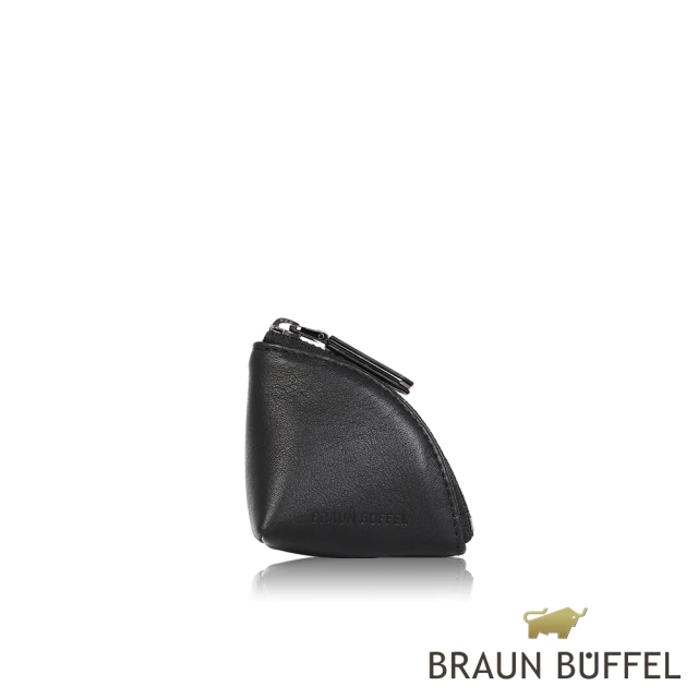 【BRAUN BUFFEL 德國小金牛】台灣總代理 芙洛拉 拉鍊零錢包-黑色(BF804-160-BK)