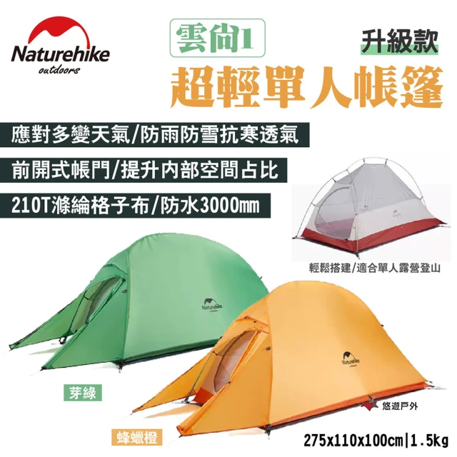 【Naturehike】挪客 雲尚1超輕單人帳篷 升級款+地席(悠遊戶外)