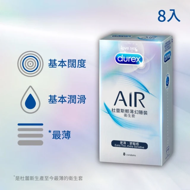 【Durex 杜蕾斯】AIR輕薄幻隱裝衛生套1盒(8入)