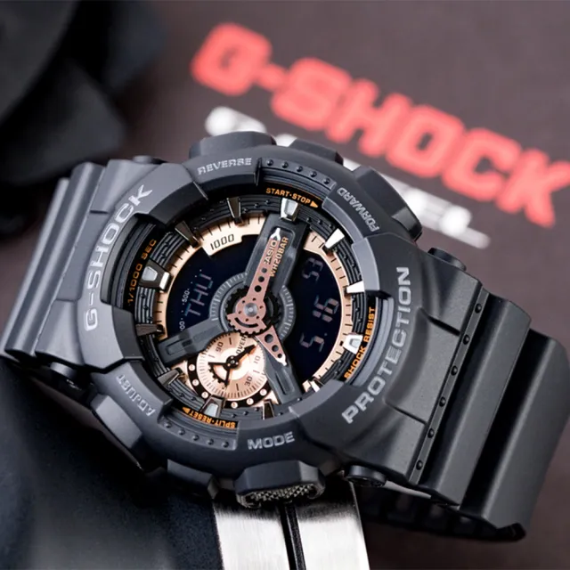 CASIO 卡西歐】G-SHOCK 重機狂野潮流概念錶-消光黑x金(GA-110RG-1A