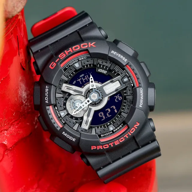 CASIO 卡西歐】G-SHOCK 絕對強悍時尚潮流運動錶-黑紅(GA-110HR-1ADR