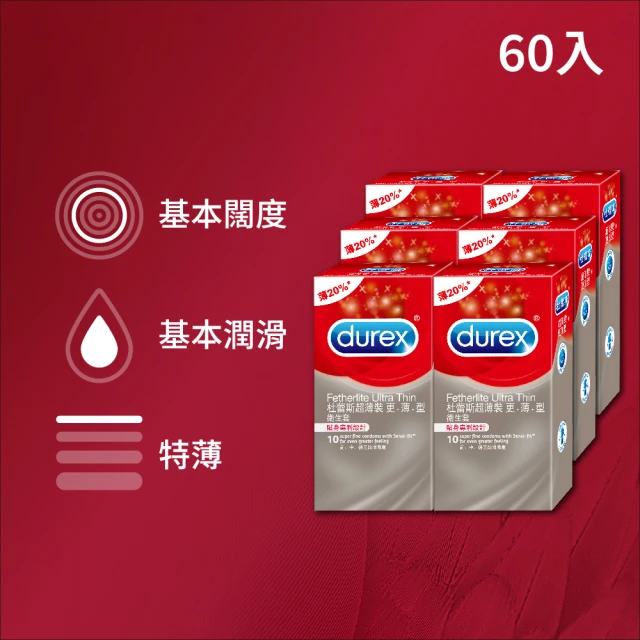 【Durex 杜蕾斯】超薄裝更薄型保險套10入*6盒(共60入)