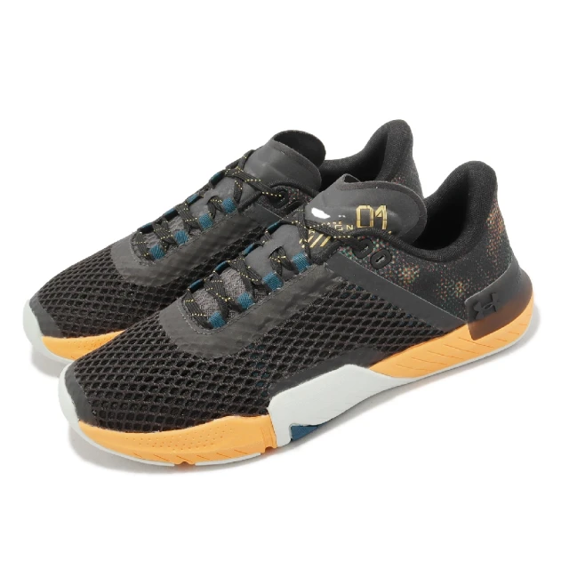 【UNDER ARMOUR】訓練鞋 TriBase Reign 4 AMP 男鞋 黑 橘 重訓 健身 交叉訓練 運動鞋 UA(3025934100)