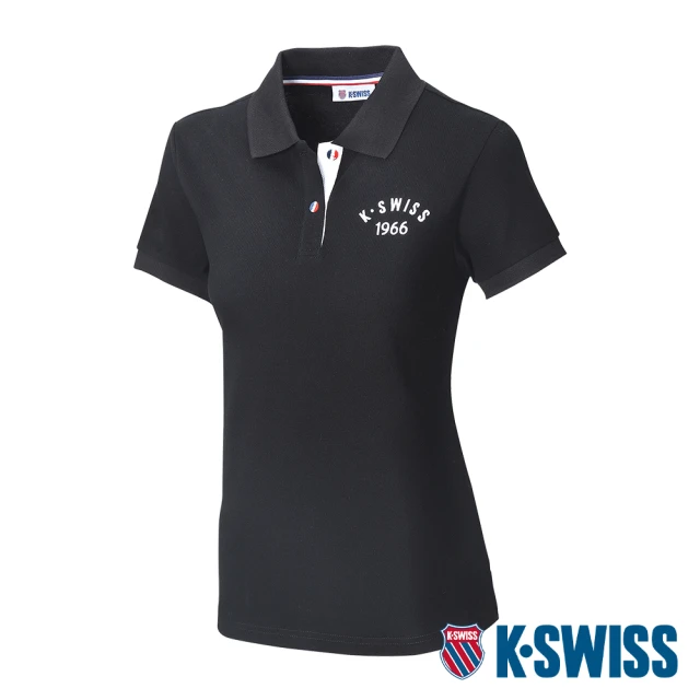 【K-SWISS】短袖POLO衫 Cotton Polo-女-黑(198049-008)