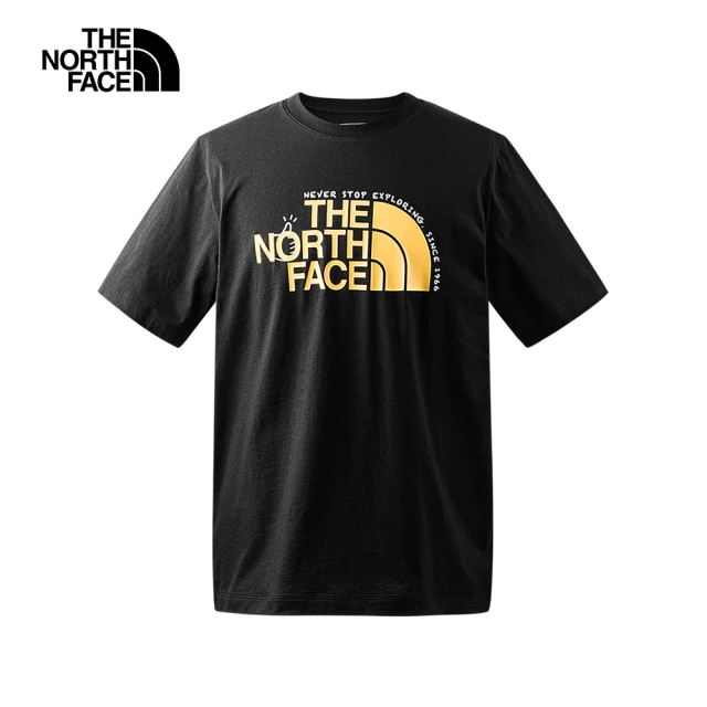 【The North Face】北面男款黑色純棉大尺寸LOGO印花短袖T恤｜88BTJK3