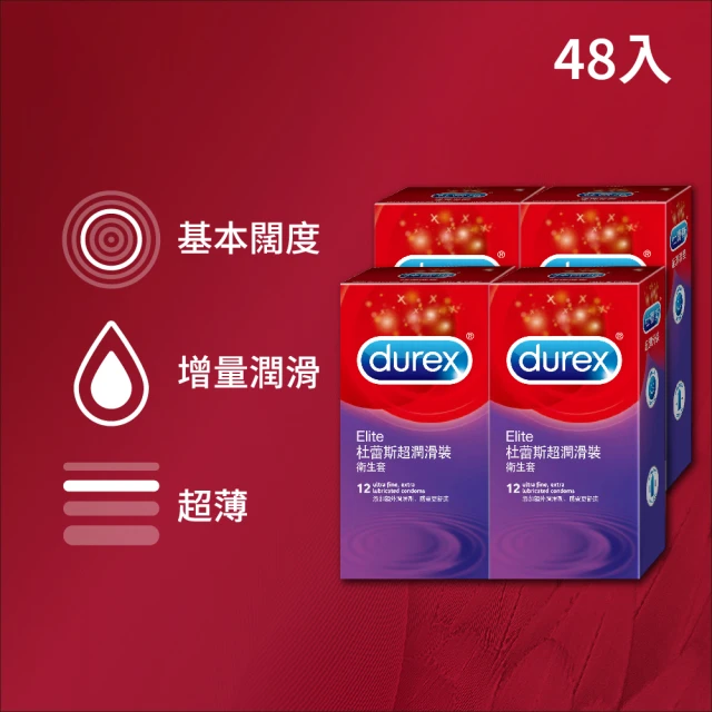 【Durex 杜蕾斯】超潤滑裝保險套12入*4盒(共48入)