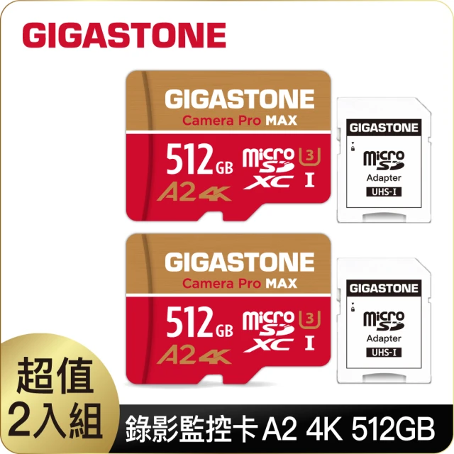 【Gigastone 立達國際】4K Camera Pro microSDXC UHS-Ⅰ U3 A2V60 512GB攝影高速記憶卡-2入組(支援GoPro)