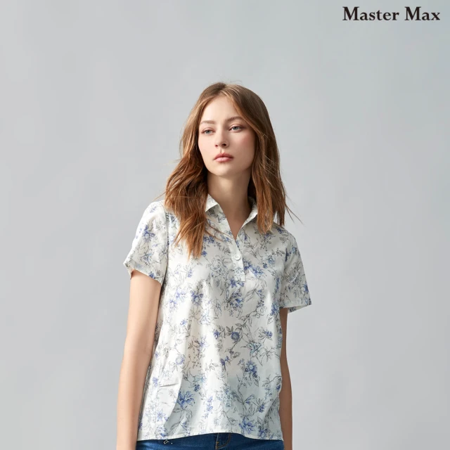 Master Max【Master Max】純棉襯衫領滿版花朵短袖上衣(8317109)