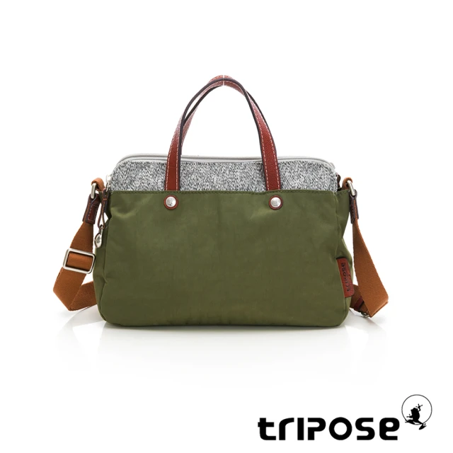 tripose【tripose】漫遊系列岩紋雙拉鍊手提斜背包(抹茶綠)