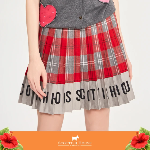 【SCOTTISH HOUSE】拼接素面 壓摺 格紋裙(AQ2127)
