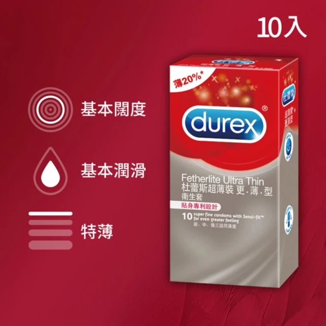 【Durex 杜蕾斯】超薄裝更薄型衛生套1盒(10入)