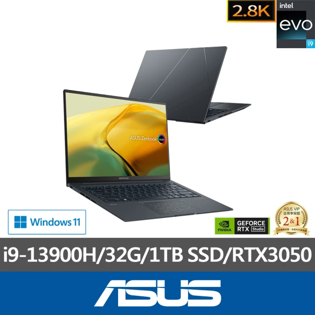 【ASUS】Office2021組★ 14吋i9 RTX3050筆電(ZenBook UX3404VC/i9-13900H/32G/1TB SSD/EVO/2.8K)