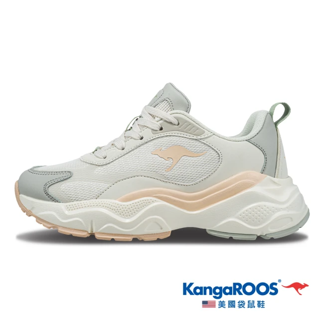 【KangaROOS】女 DAZZLE 冰淇淋奶霜鞋 老爹鞋(白/橘-KW32282)