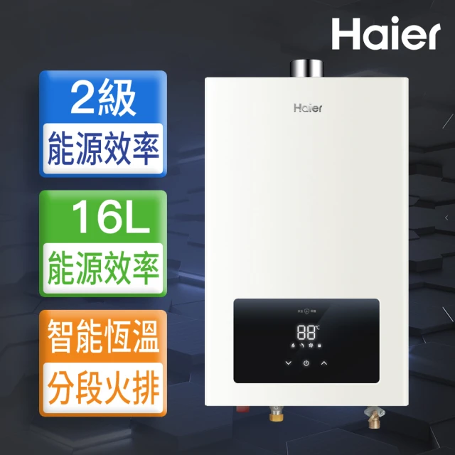 【Haier 海爾】16L智能恆溫強制排氣熱水器LPG(JSQ30-16E3 基本安裝)