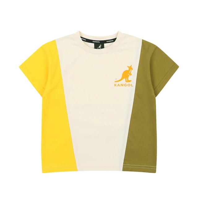 KANGOL【KANGOL】韓國-KIDS 撞色袋鼠短袖T恤-綠/黃(W23SM414KH)