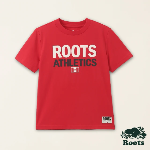 【Roots】Roots大童-加拿大日系列 文字設計有機棉短袖T恤(紅色)