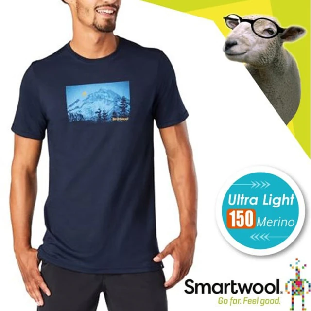 SmartWool【SmartWool】男 Merino Sport 150 塗鴉Tee_山徑夜光/超輕彈性透氣短袖圓領T恤(SW016446 深海軍藍)