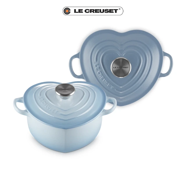 【Le Creuset】琺瑯鑄鐵鍋愛心鍋 20cm(海岸藍/礦石藍/焦糖奶茶)