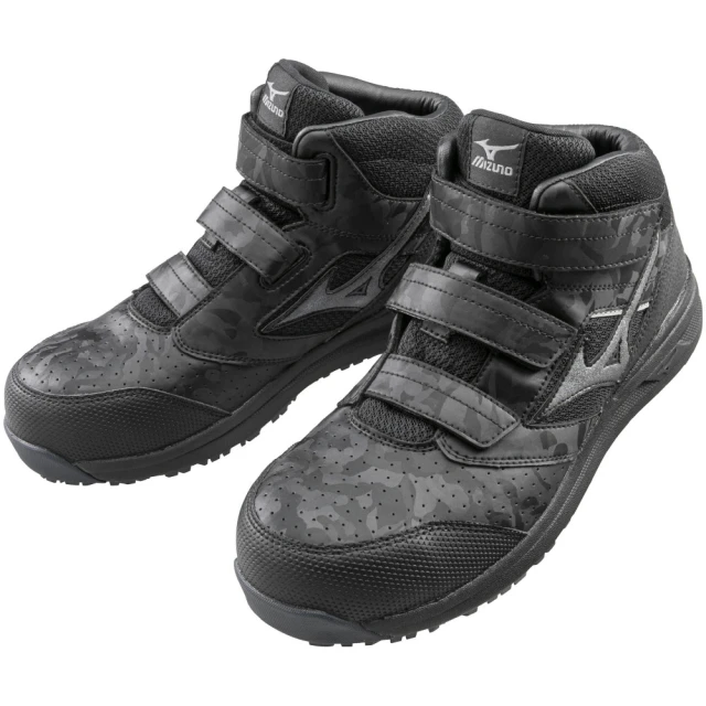 MIZUNO 美津濃 防護鞋 輕量系列 寬楦 魔術帶式 塑鋼頭 工作鞋 黑 F1GA225109