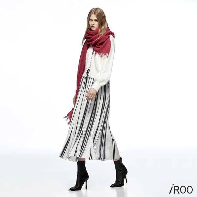 iROOiROO 配色條傘狀雪紡摺裙