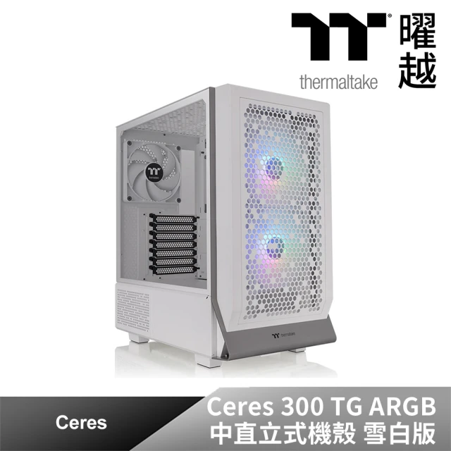 Thermaltake 曜越 勁透 Ceres 300 TG ARGB 中直立式機殼 雪白版(CA-1Y2-00M6WN-00)