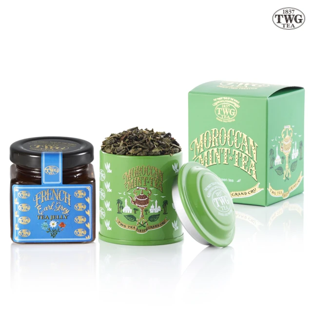 TWG Tea 迷你茶罐果醬雙入組(摩洛哥薄荷綠茶20g/罐+法式伯爵茶果醬)