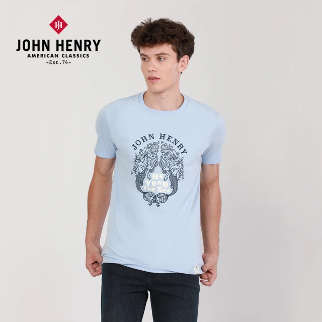 JOHN HENRY 人魚海馬印圖T恤