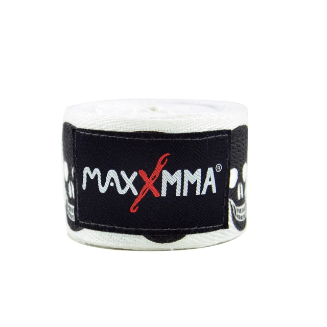 【MaxxMMA】抗菌竹纖維手綁帶-白骷髏頭4.5m(散打 搏擊 MMA 格鬥 拳擊 重量訓練 綁手帶)
