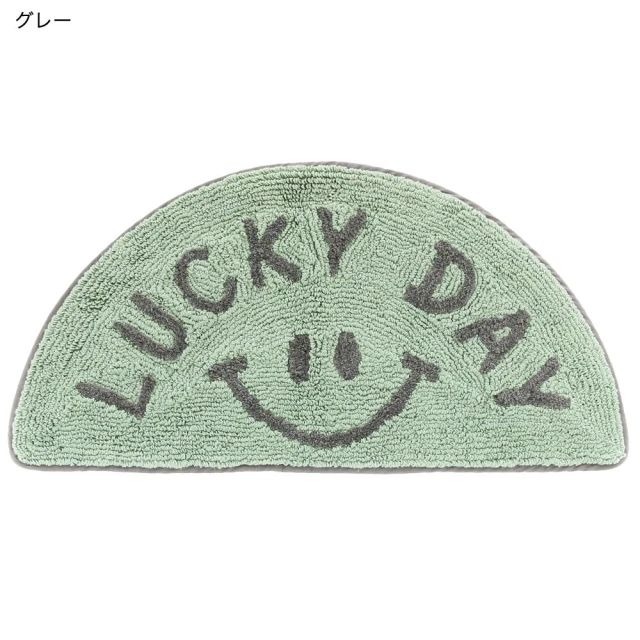 TOMO 日本空運高含棉LUCKY DAY半圓形吸水腳踏墊 門口歡迎地墊 浴室地墊 臥室地毯(淺藍色)