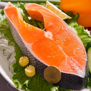 【急鮮配-鮮綠生活】帝王級特厚智利鮭魚切片(380g±10%/片包冰率15% 共6片 -凍)