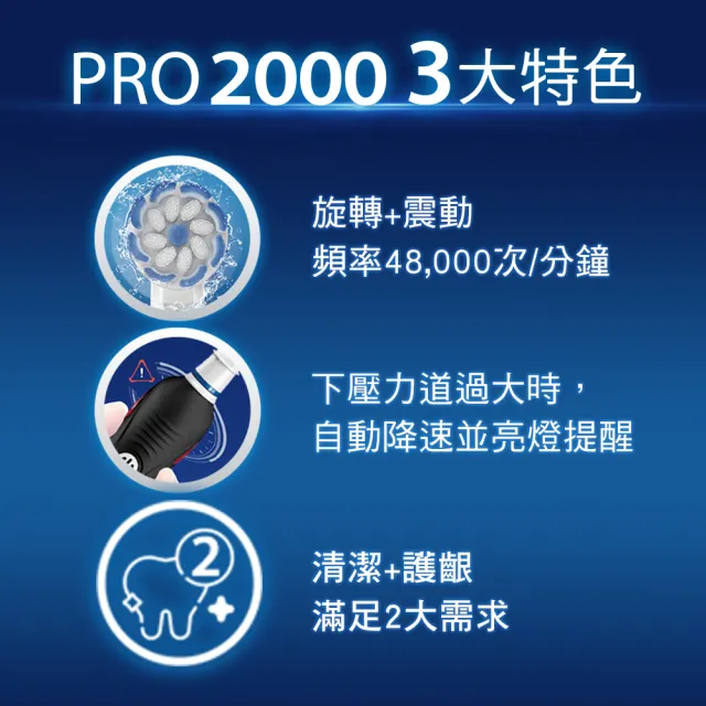 德國百靈Oral-B-】敏感護齦3D電動牙刷PRO2000(三色可選) - momo購物網